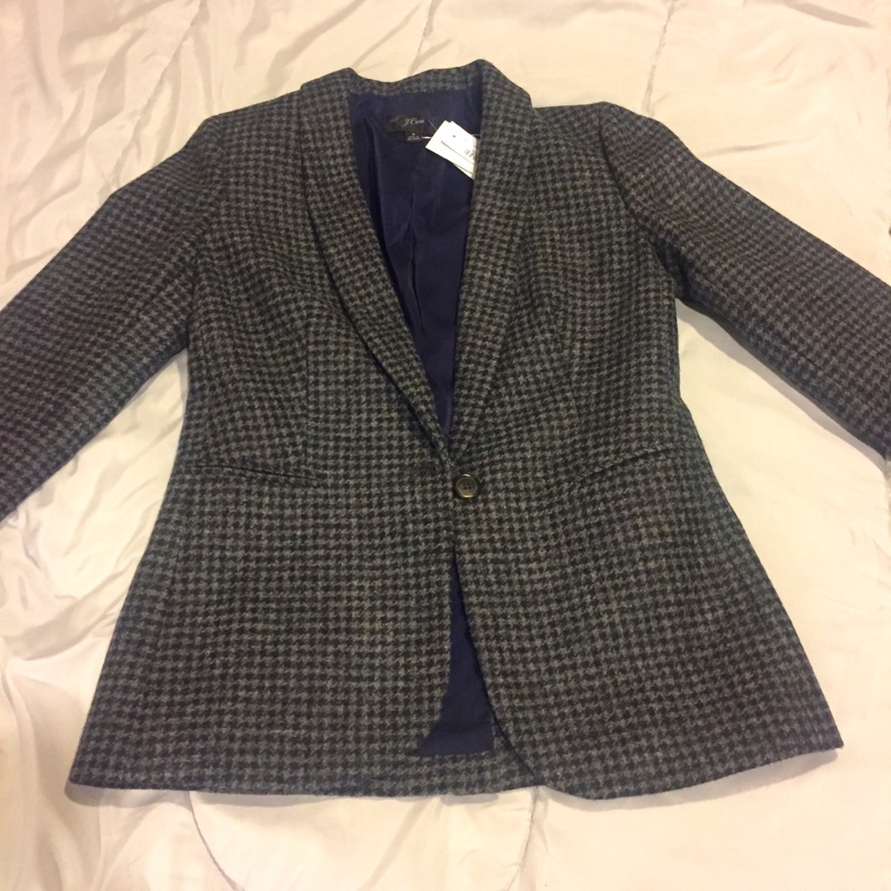J. Crew grey plaid boyfriend blazer